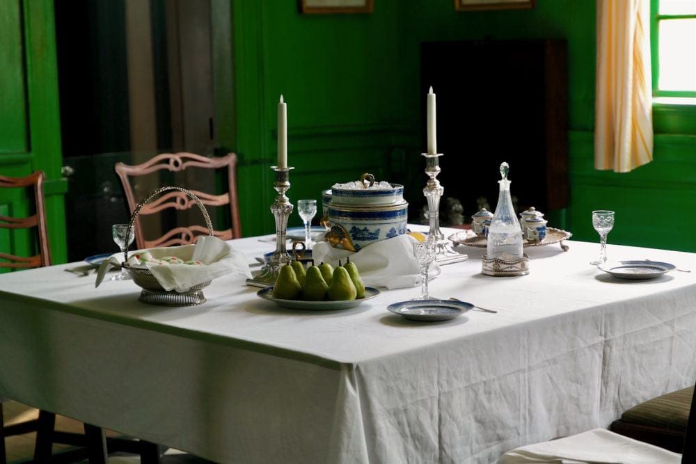 Matt Briney via Unsplash - George Washington's green and white dining room Mount Vernon