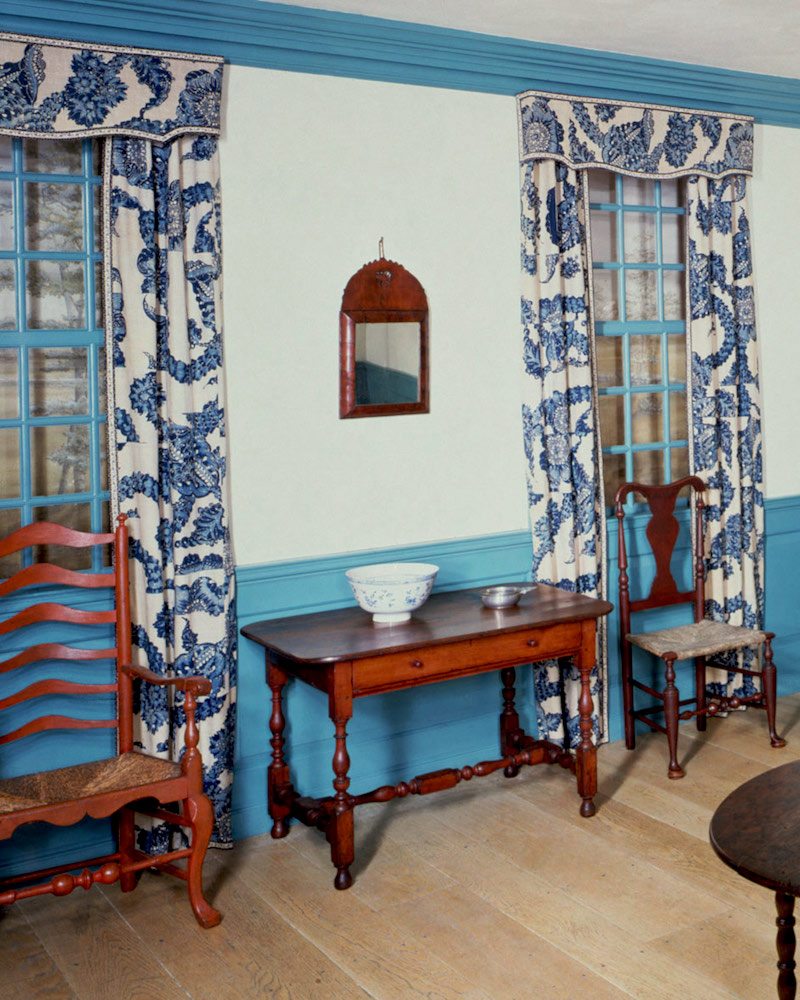 John Hewlett House blue and white period room Met Museum - window treatment styles