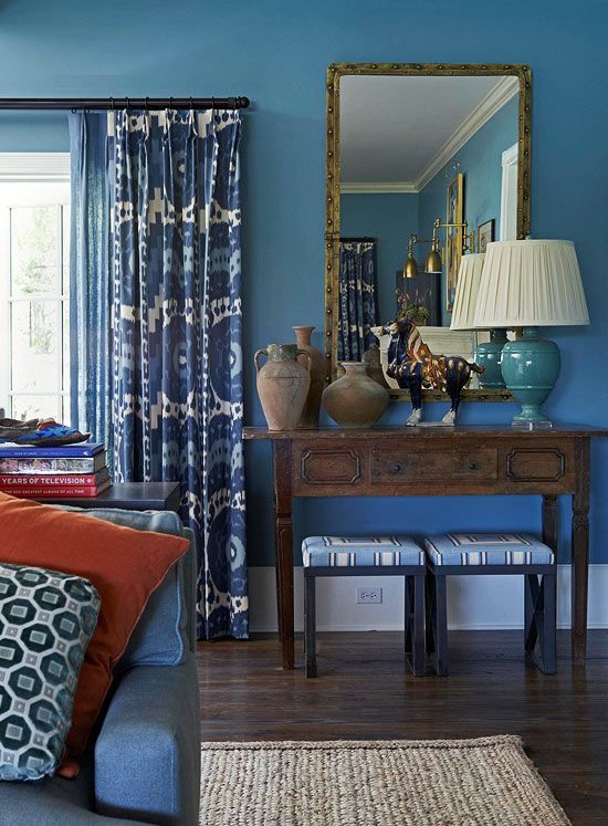 Mary McDonald Santa Barbara showhouse blue on blue living room-formal and casual furnishings