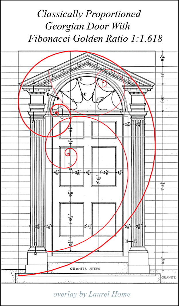 classically proportioned Georgian door with Fibonacci Golden ratio
