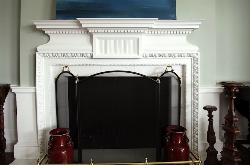 beautiful English mantel - perfect fireplace mantel proportions via this is carpentry