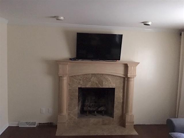 fireplace mantel proportions - too large for the room