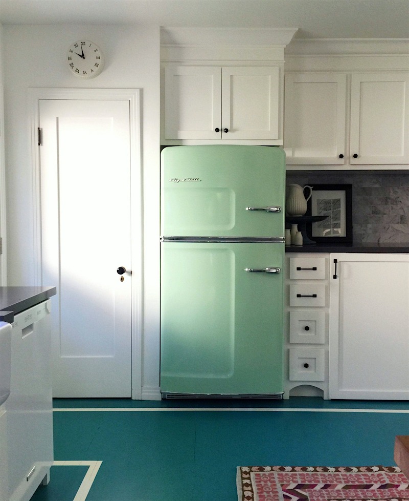 via Remodelista - Megan-Garrett-green-fridge - first seen on Design sponge classic retro style