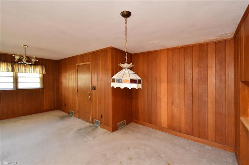 North Carolina Ranch House - dark dated paneled room