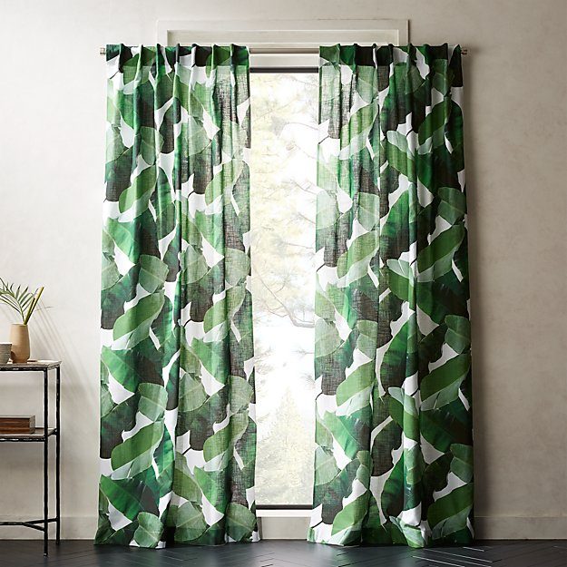 cb2 - Banana Leaf curtain panel - drapes hung wrong