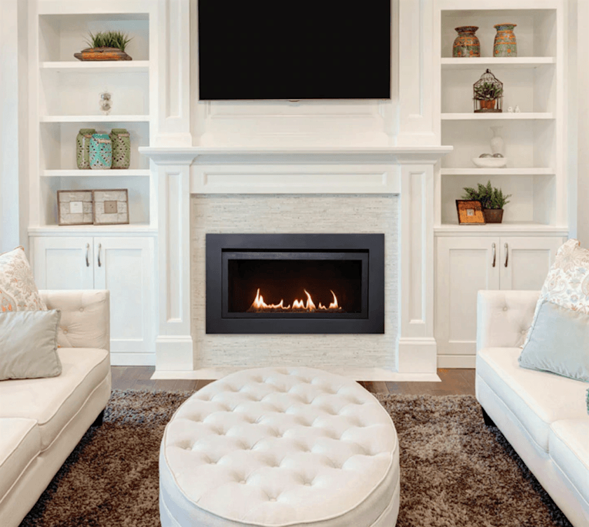 via fireplacerus.net - faux fireplace with builtins