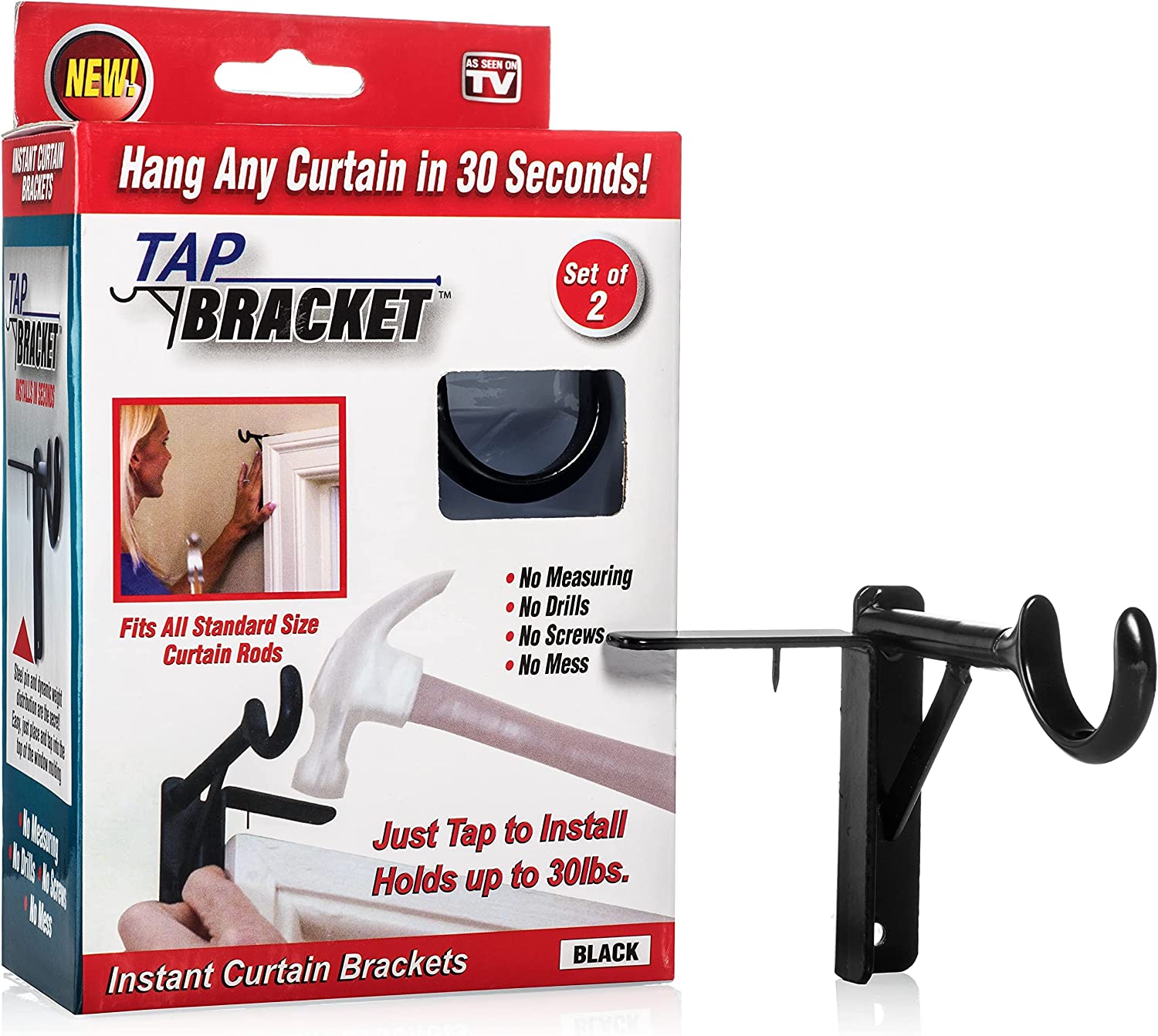 tap bracket - easy to put up drapery rod brackets
