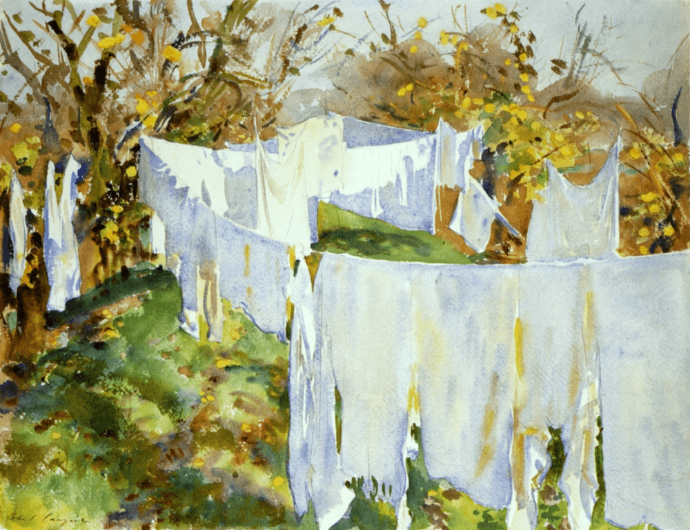john-singer-sargent:la-biancheria-1910 - wiki art - laundry hanging