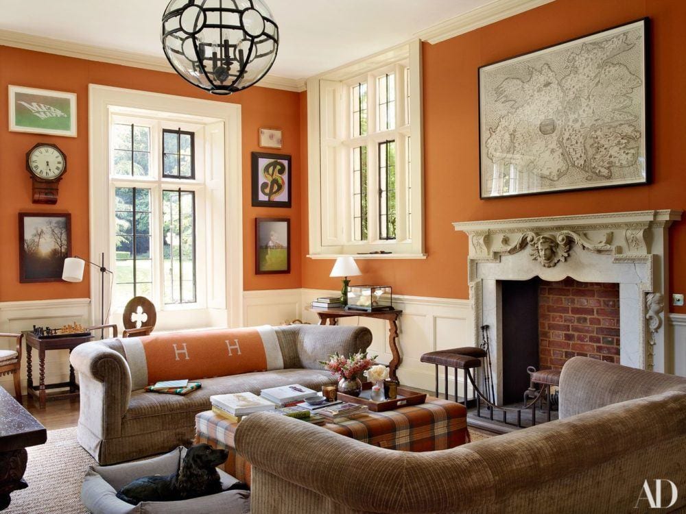 Claudia Schiffer English Tudor Home - orange walls