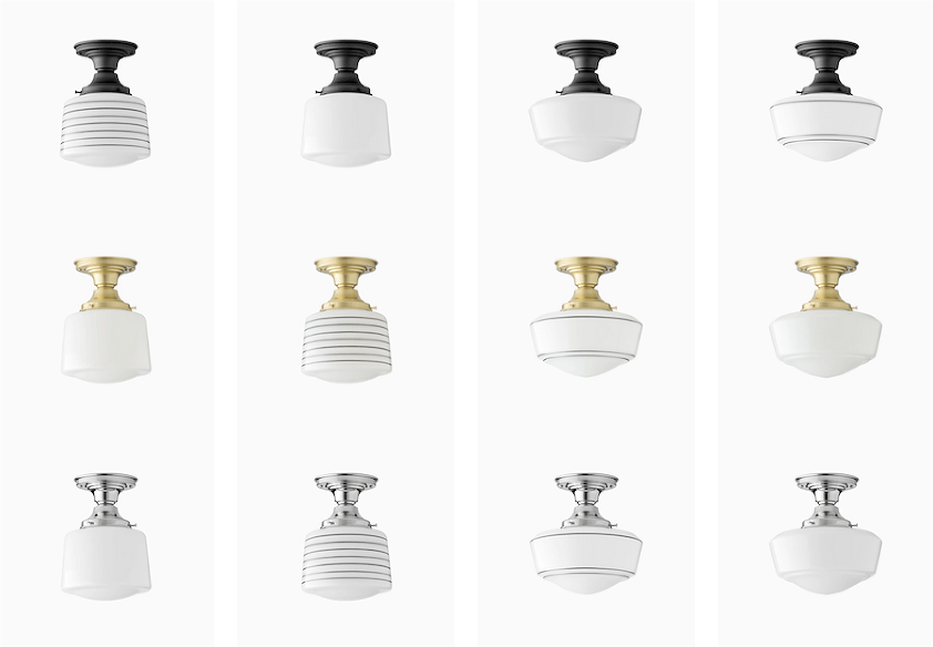 Examples of Schoolhouse semi flush mount ceiling fixture options