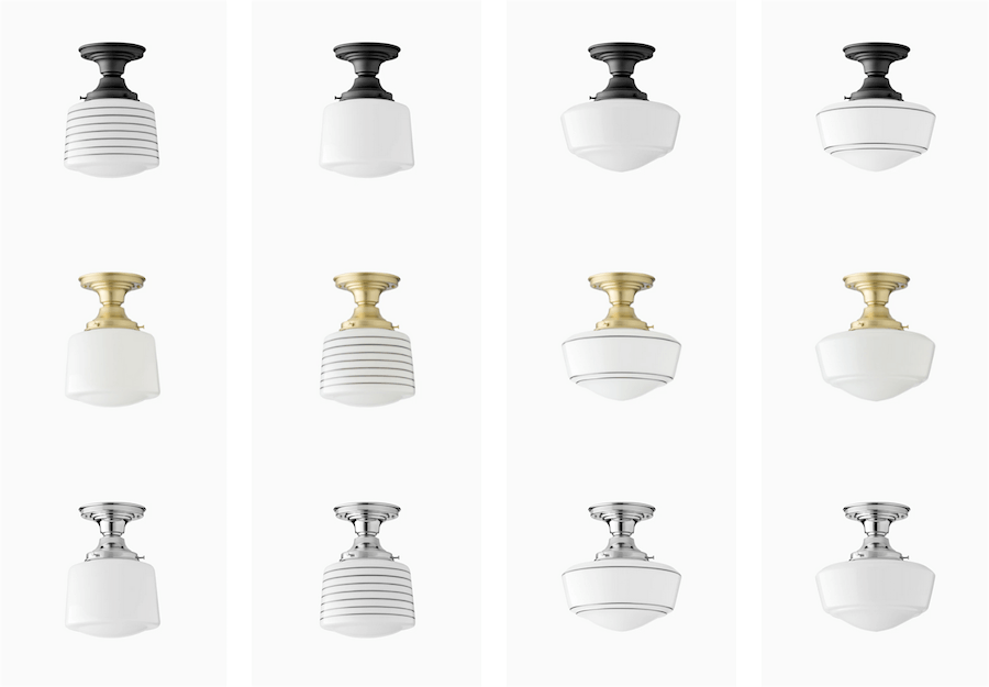 Examples of Schoolhouse semi flush mount ceiling fixture options