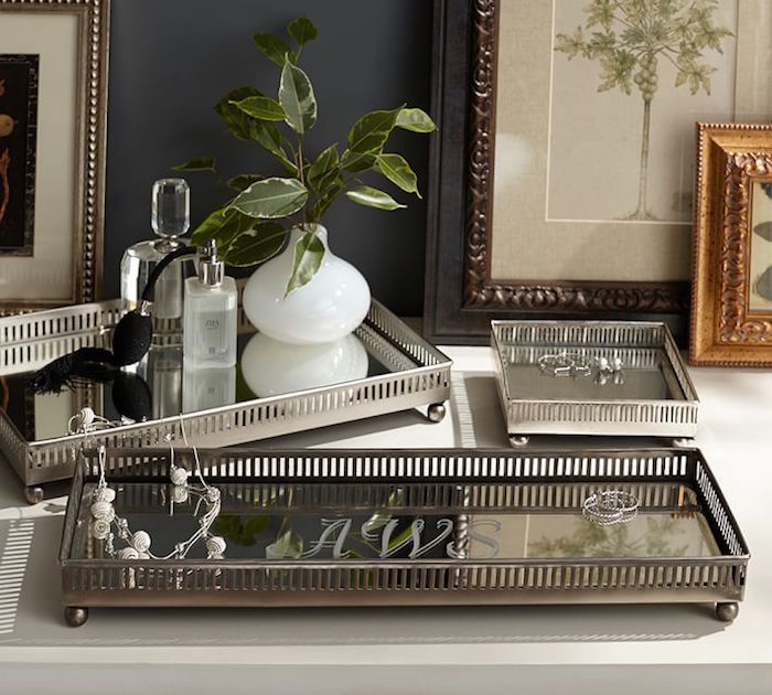 Mirrored Dresser Top Trays Pottery Barn Laurel Home