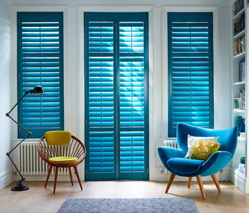 Blue-Closed-Shutters-Basswood-southbeachshutters.co.uk - colorful shutters