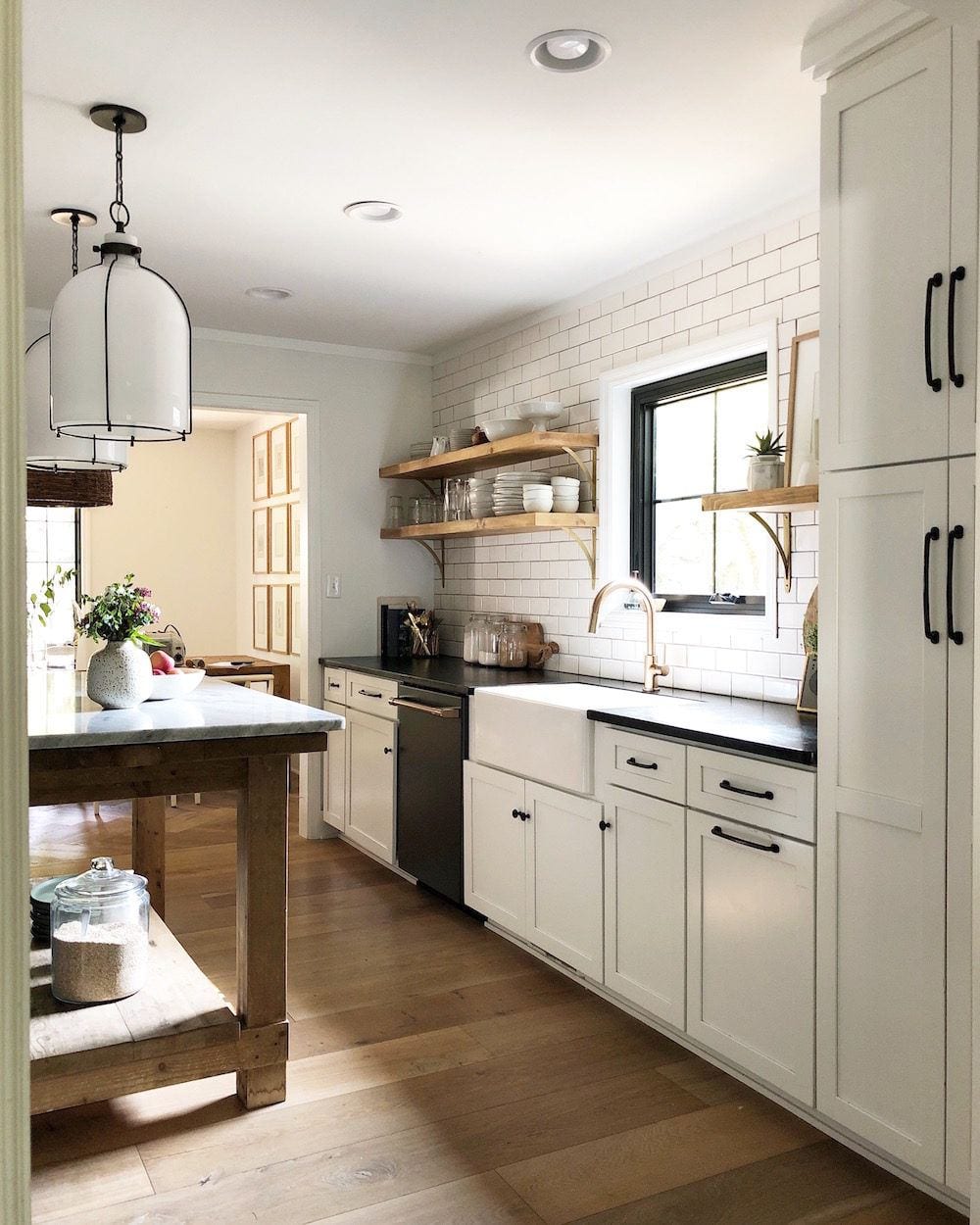 house seven design - stunning black and white kitchen