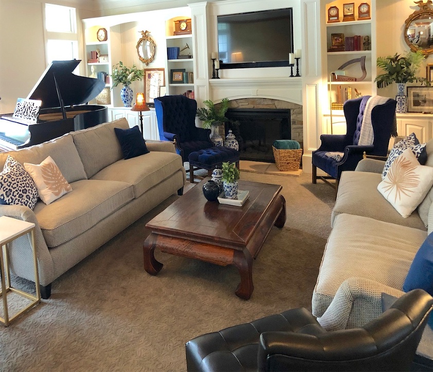 Family Room furnishings with piano