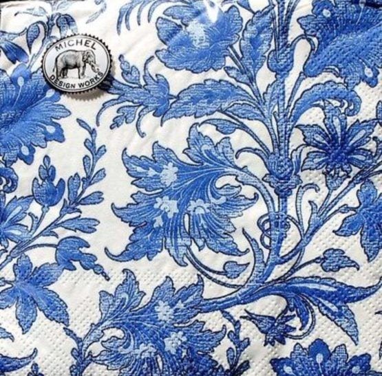 Michel Design Works blue and white cocktail napkin
