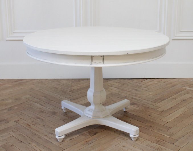 FullBloomCottage on Etsy - vintage 44"Vintage White Painted Round Dining or Entry Table