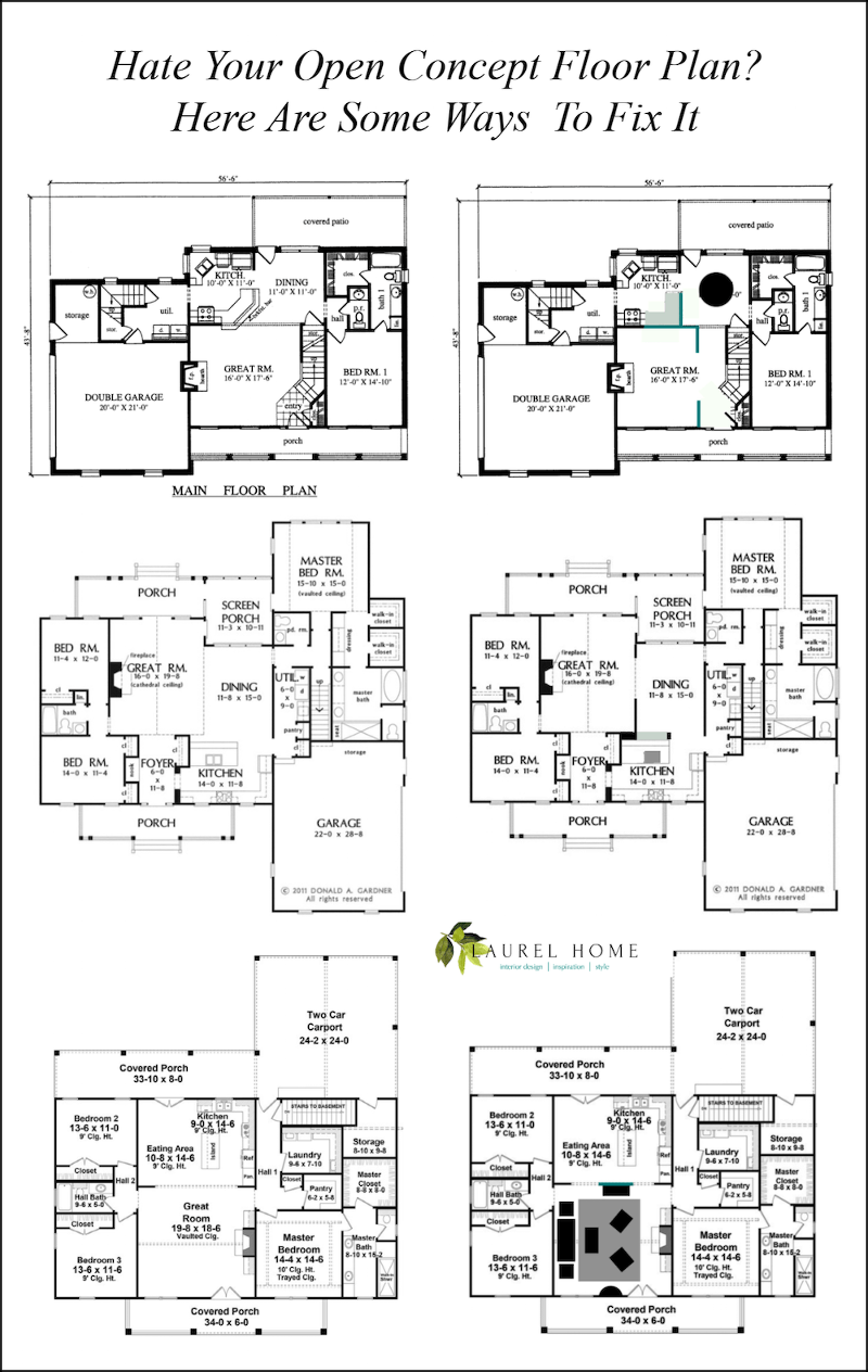 Featured image of post Open Floor Plan Drawings : Whereas traditional floor plans are divided by interior walls, the lack of walls in open designs creates a visually larger space, and more of it can be used at any given time because it is very flexible.