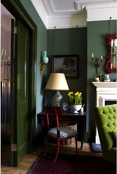 Gavin Houghton - green on green living room vignette - colorful rooms