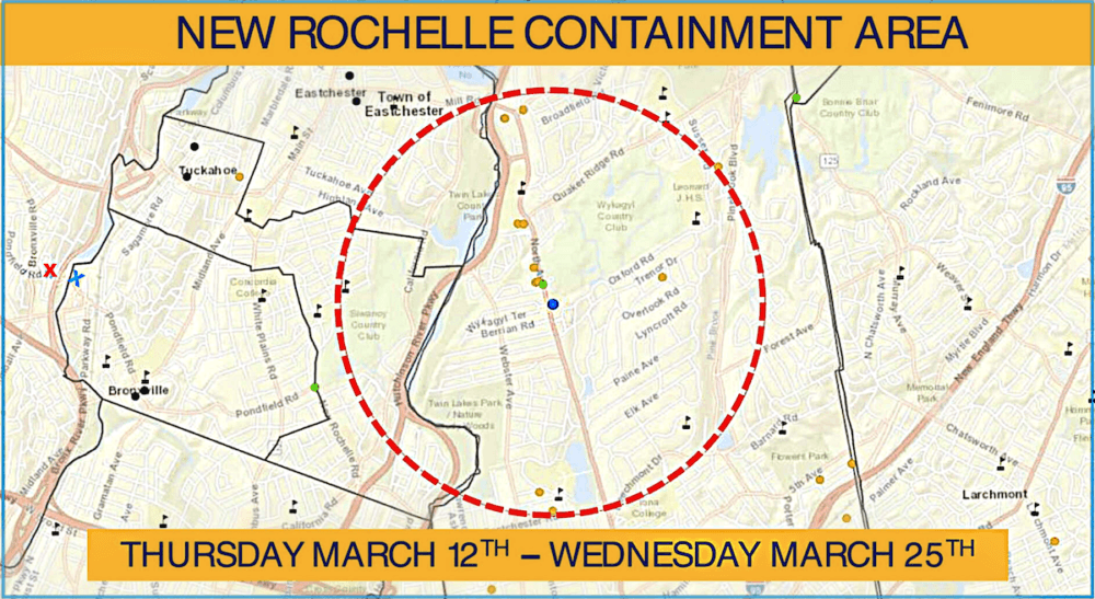 New Rochelle covid-19 containment area Westchester County