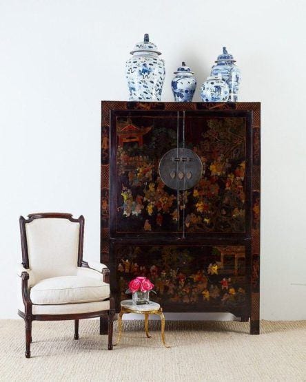 Chinese Qing Style Lacquered Wedding Cabinet Chest - vignette - ErinLaneEstate