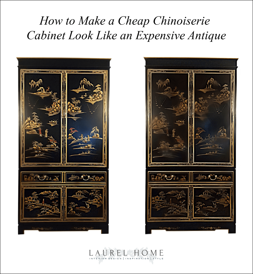 chinoiserie cabinet antiqued before & after - high-low furnishings