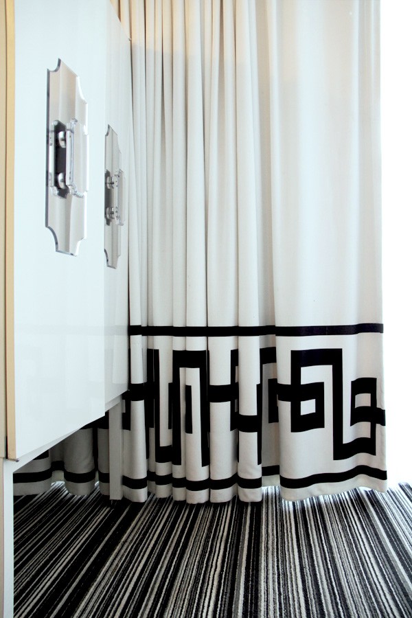 cool draperies - Greek Key trim - Kelly Wearstler - Viceroy Hotel Palm Springs image - ish and chi - blog - Ultimate Window Treatment Guide