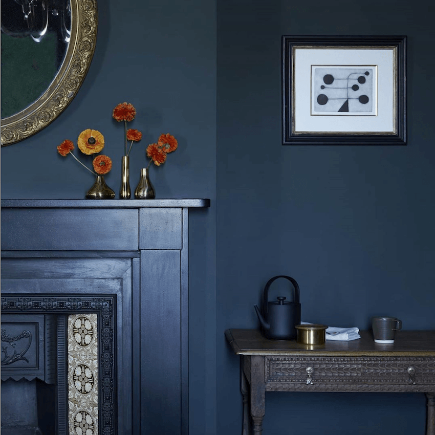 r Colors - Heckfield Place - deep blue black walls - English Country House