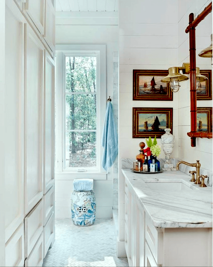 James T farmer - rustic decor - white bathroom