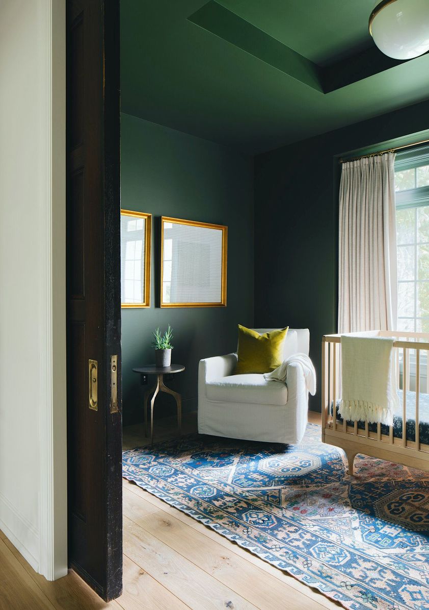 Jean Stoffer - Ada modern classic sophisticated nursery - dark green walls