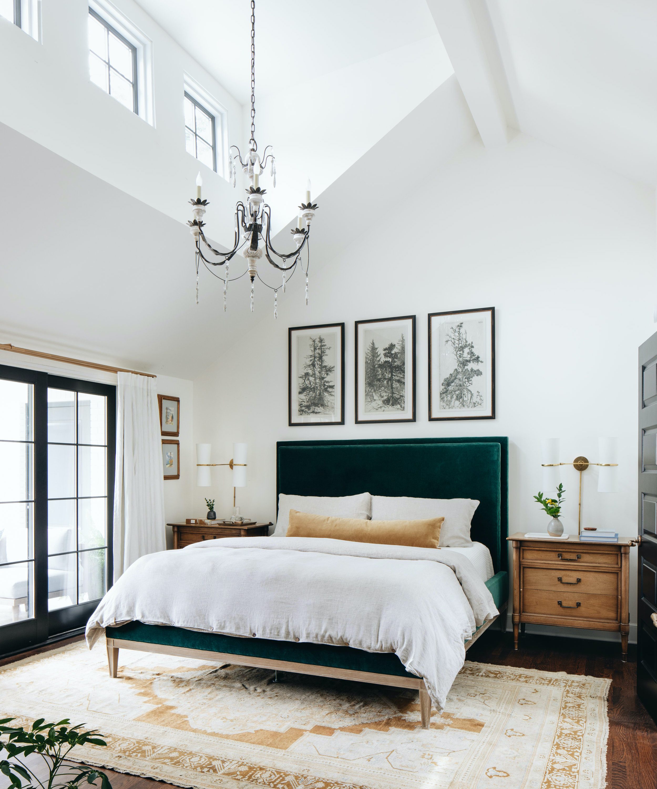Jean Stoffer Design - green velvet bed - Lakeside