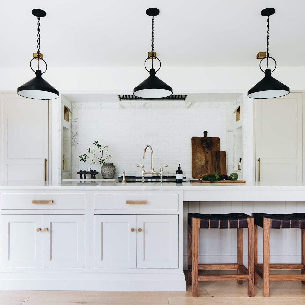 Jean Stoffer - Benjamin Moore Cement Gray Ada Modern Classic - no-fail kitchen cabinet colors - fantastic Visual Comfort best home lighting pendant lights