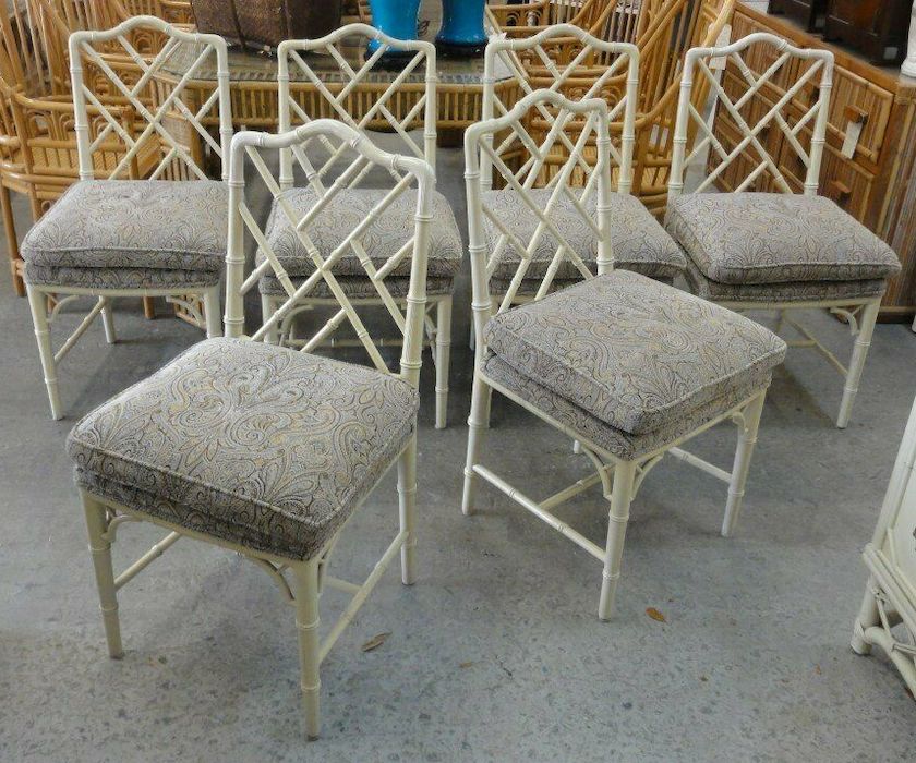 ebay six Chinese Chippendale dining chairs need reupholstery