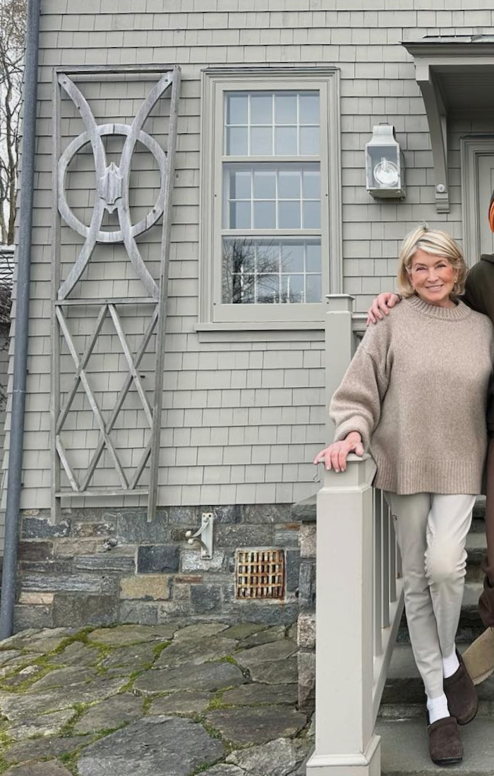 via Instagram- Martha Stewart in front of her Bedford gray home