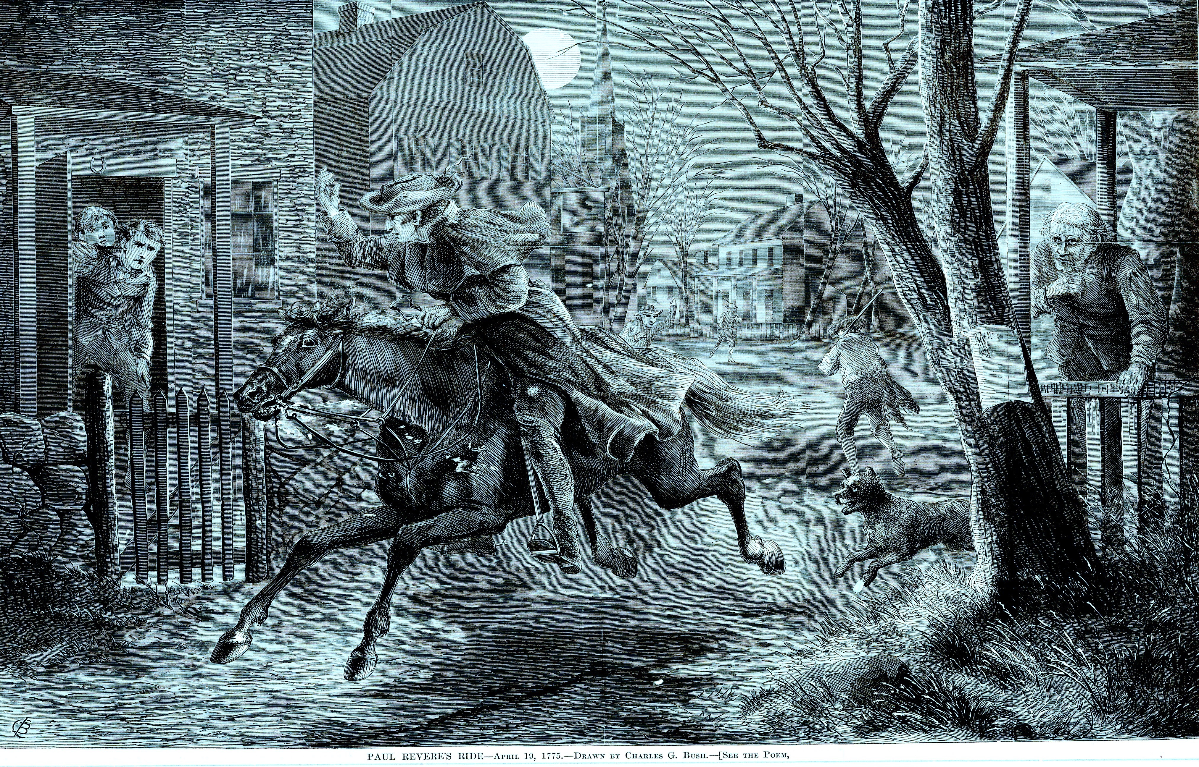 nypl.digitalcollections- midnight ride of Paul Revere's Ride April 19, 1775 - Charles G. Bus