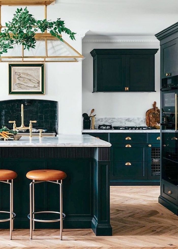 Best neutral color scheme - white walls - Steve Cordony - Rosedale Farm - dark green and white kitchen