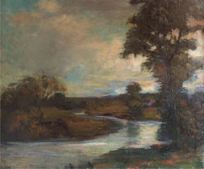 Brave Fine Art - Etsy - Original 1930s Vintage Painting, French School River Landscape With Trees, Oil On Canvas, Impressionism