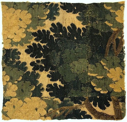 LesLooms on Etsy 17th century verdure tapestry fragment (too small for a pillow, pretty much))
