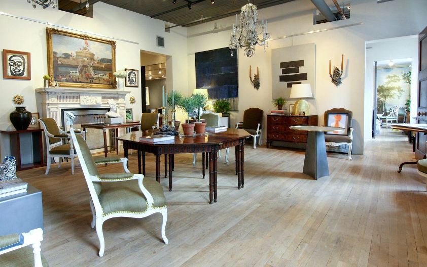 Gerald Bland, Inc. Antiques showroom painted hardwood floors