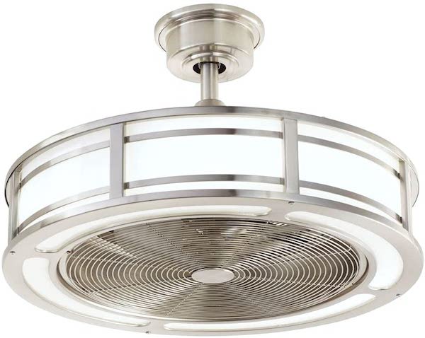 brushed nickel Brette Indoor Outdoor ceiling fan - LED lights - Fandelier