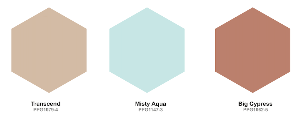 PPG color of the year 2021 - palette -Transcend - Misty Aqua - Big Cypress