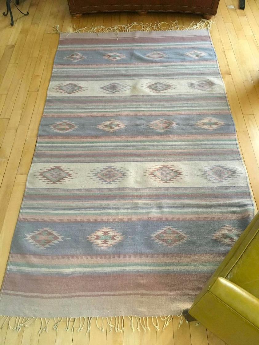 @spunkvtg - Etsy - 80s dhurrie rug - southwestern palette