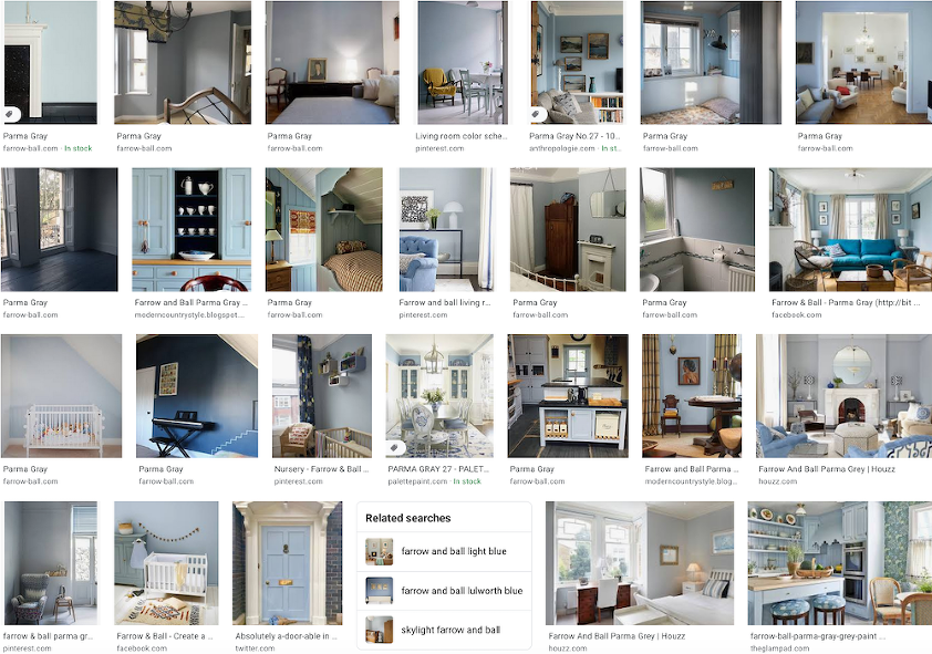 Farrow & ball paint color - Parma Gray - looks different