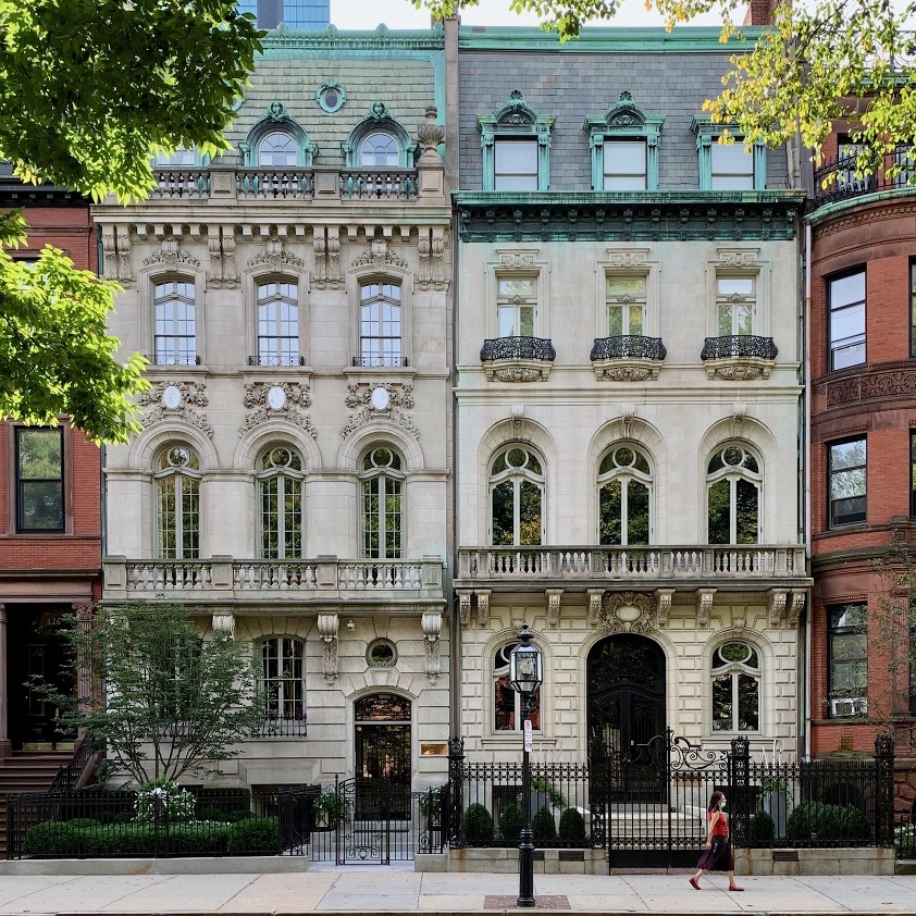 Twin Beaux arts mansions Commonwealth Ave - September 2020 - no gloppy trim