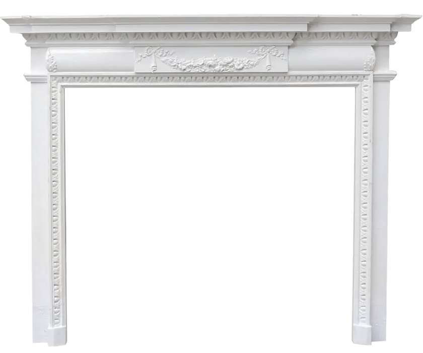 Late 19th Century painted fire surround 1st dibs - 52.37”h 65.36”w 10.63”d