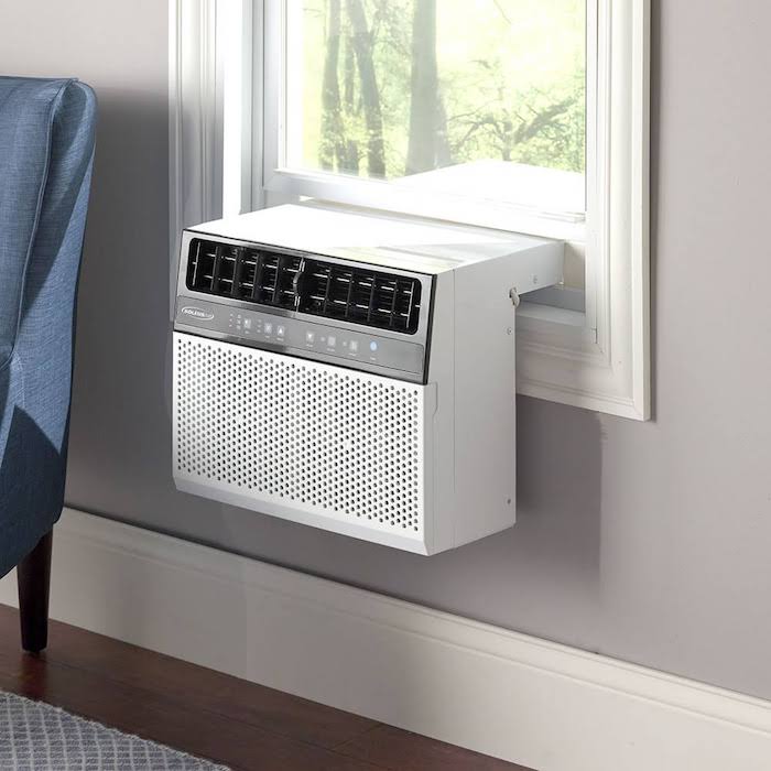 stop indoor air pollution Hammacher Schlemmer over the sill low profile air conditioner