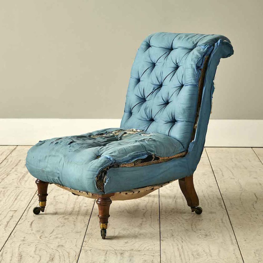 victorian upholstered slipper chair