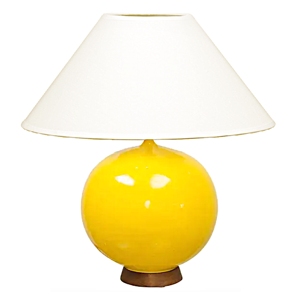 yellow lamp with coolie lampshade