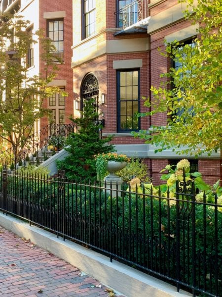 Marlborough Street house Back Bay Boston - fall garden