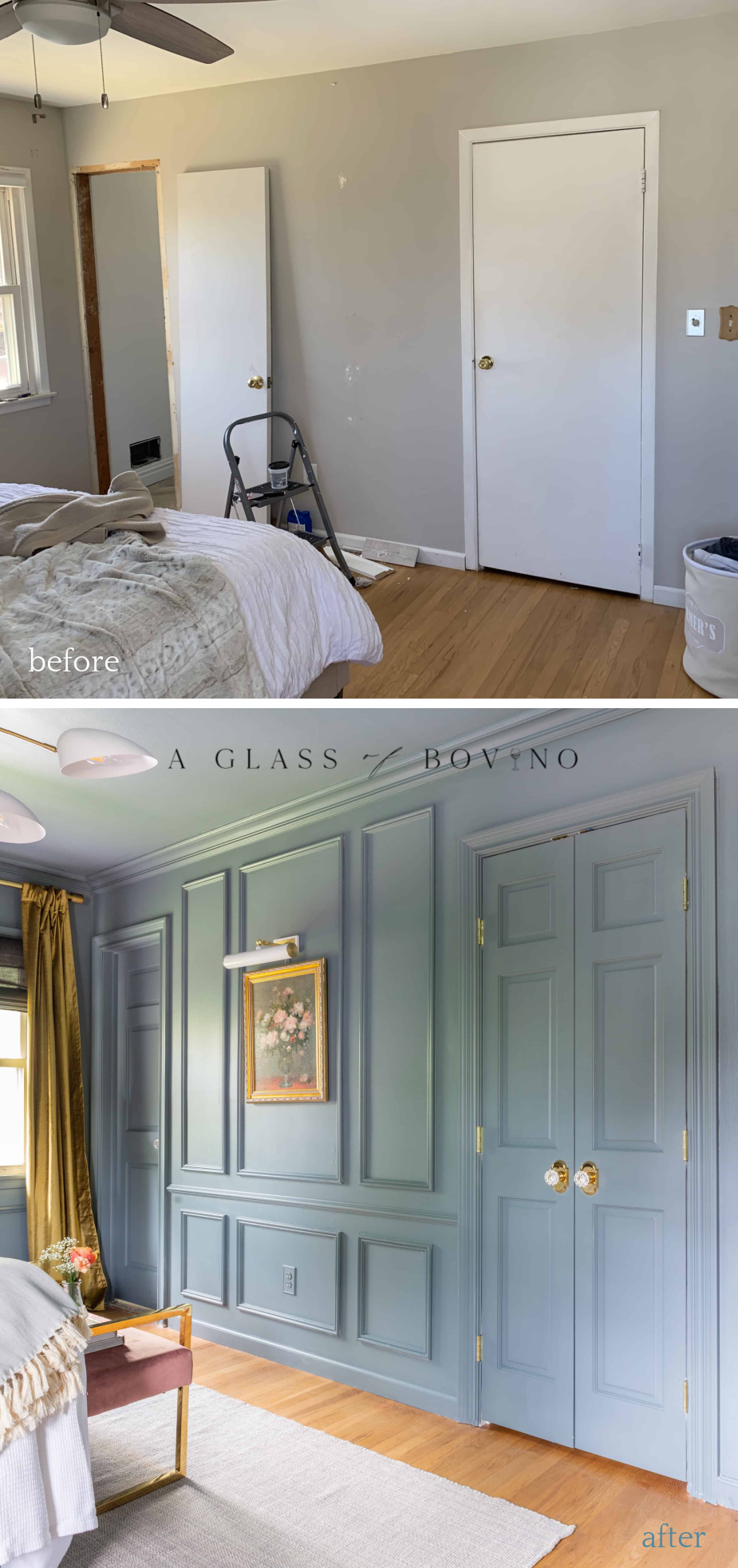 before and after a glass of bovino - master bedroom - not boring bedroom